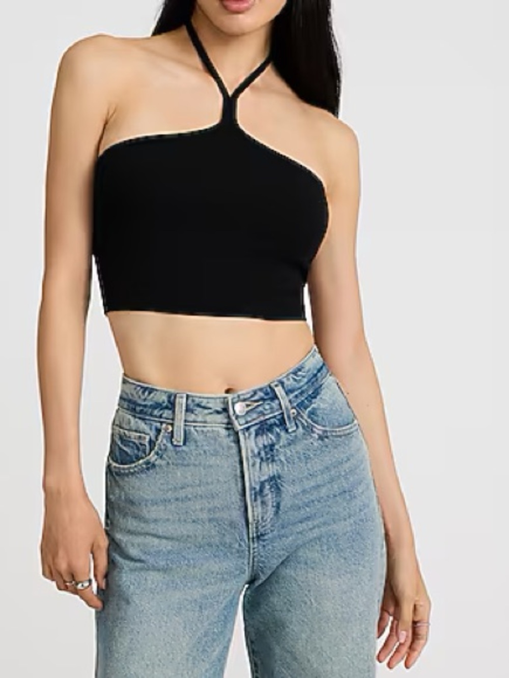 Express Fitted Ribbed Halter Cropped Tank - Size XS - NWT!!   women’s top tops